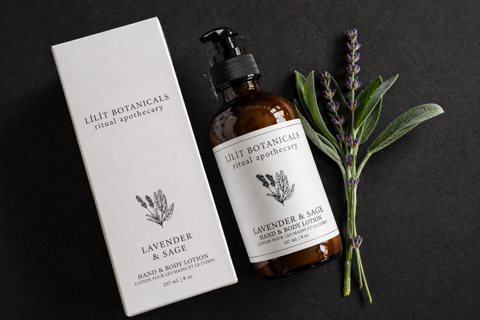 Lotion pour les mains et le corps à la lavande et à la sauge